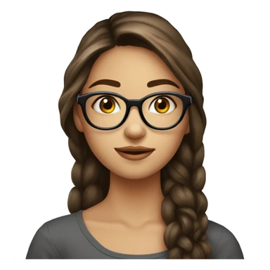 Fille chatain cheveux longs lunettes ronde noire yeux bleus sticker