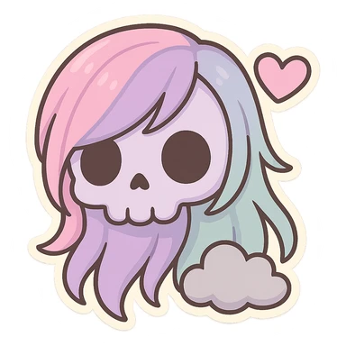 pastel emo objects, show one sticker