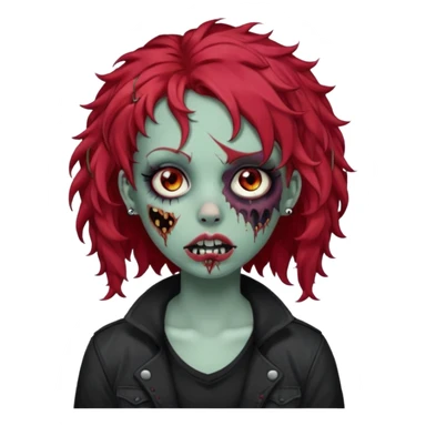 zombie girl red hair cacheado com piercings na boca e nariz roupa emo sticker