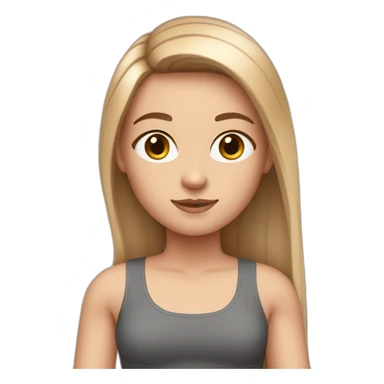 white girl with long straight brown hair wearing crop top sticker