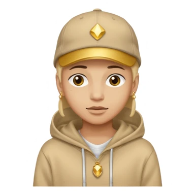 {
  "type": "human",
  "look": "tan hoodie, cap, gold jewelry, neutral face"
} sticker