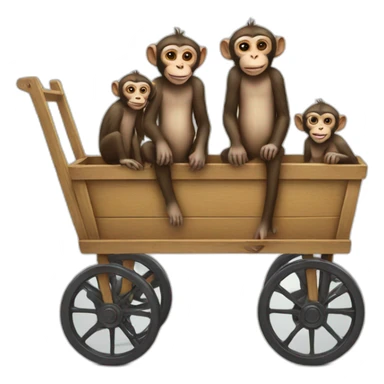 monkeys are standing on a cart sticker