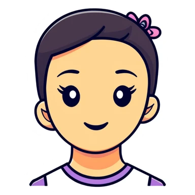 girl character with oval flat top head sticker