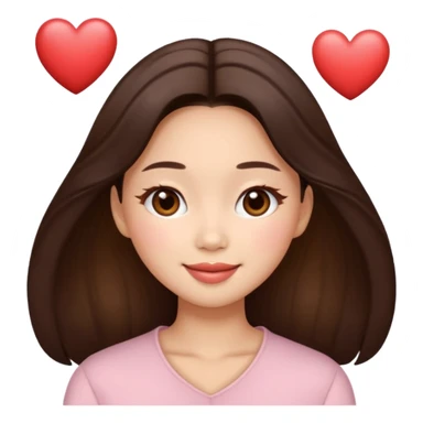“Cartoon emoji of Jennie kim, heart-shaped face, almond upturned eyes, defined jawline, soft blush, chic expression sticker