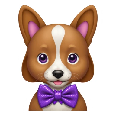 Cachorro adulto com gravata roxa com glitter sticker