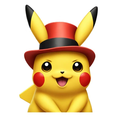Pikachu wearing a red top hat sticker