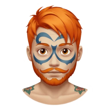 man with tattooed faces and orange hair sticker