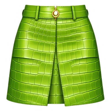 super realistic lime green crocodile leather mini skirt isolated sticker