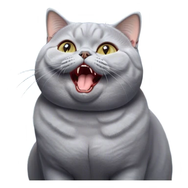 Cinematic Comical Grey British Shorthair Cat Portrait Emoji, Head tilted dramatically while yawning exaggeratedly, round and plump body with sleek soft grey fur and subtle blue undertones, Simplified yet hilariously adorable features, highly detailed, glowing with an almost sarcastic glow, high shine, a mix of lazy and disinterested, stylized with a touch of playful whimsy, bright and alert but with a hilariously bored expression, soft glowing outline, capturing the essence of a mischievous yet overly dramatic kitty, so meme-worthy it feels like it could leap off the screen and sarcastically demand attention, perfect for the internet's next viral meme! sticker
