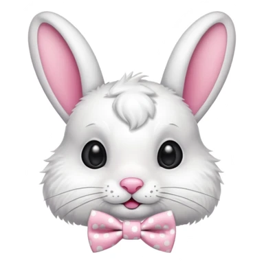 Fluffy rabbit with polka-dot bow tie sticker