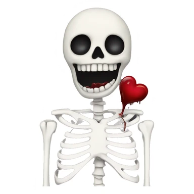 Skeleton holding a black bleeding heart sticker