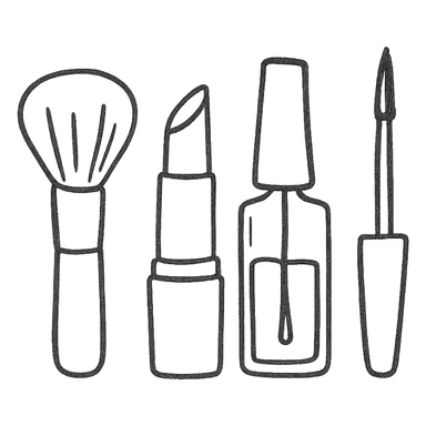 Makeup tools and products standing sticker