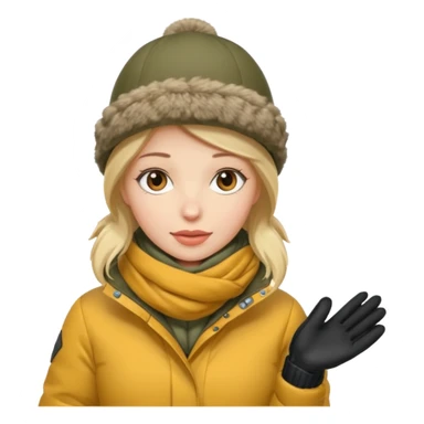 Woman bundled up with parka, hat, scarf, gloves sticker