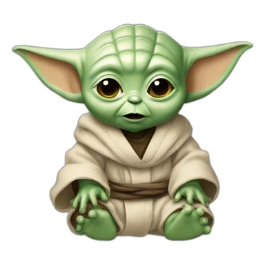 Bébé Yoda fessants un cœur sticker