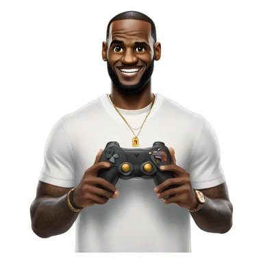 lebron james with a controller sticker
