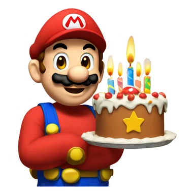 Mario with birthday cake sticker