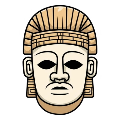 Ancient Toltec colossal stone head with stern expression sticker