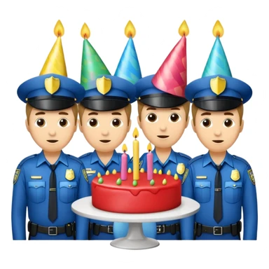 Police blowing out birthday candles sticker