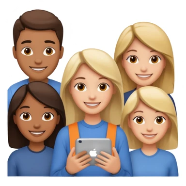 a team collaborating on a project, smiling sticker