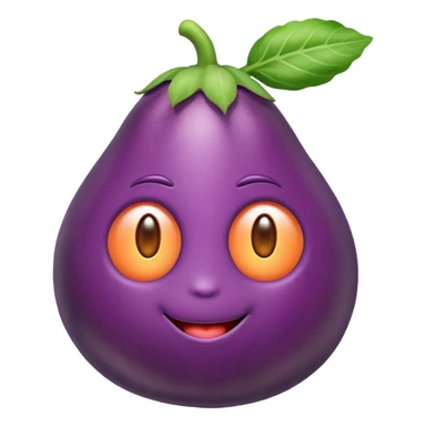 an eggplant inside of a peach, playful and clear, suitable for emoji use sticker