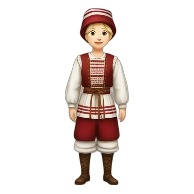 latvian traditional costume full body with stripes sticker