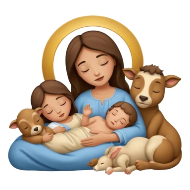 Femme Marie, homme Joseph, et le petit bébé Jesus, et les animaux font tous dodo sticker