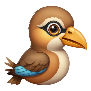 bird with piercings on beak and ribbon two eyes sticker