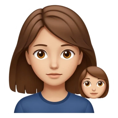 Fille brune raison au milieu cheveux un peu long et yeux marron et peau beige  sticker