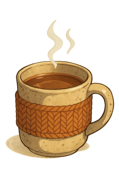 cozy mug of tea, no background sticker