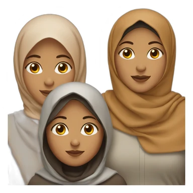 family of four, medium brown skin, dark hair, mom with hijab sticker
