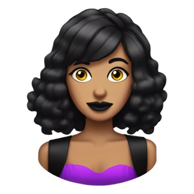 Tanned woman with black hair dressed in 1990s goth hair, makeup, and neon attire  sticker