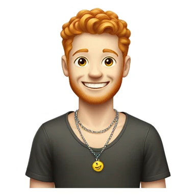smiling ginger boy with necklace and phone sticker
