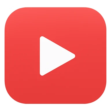 YouTube app icon, rounded square, red with white play symbol, clean and bold sticker