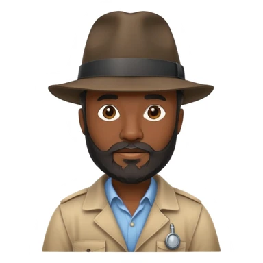 Nhà khảo cổ, 50 tuổi, da đen, mũ phớt, có râu sticker