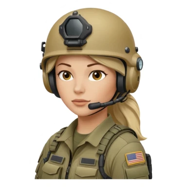 female special operations communications operator with combat gear head profile only sticker