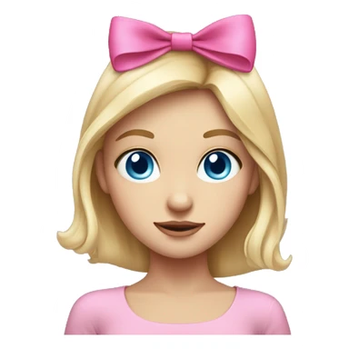 blondie girl with blue eyes and a pink bow on the head sticker