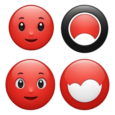 Red circle with a white circle inside and inside the white circle is a black circle sticker