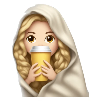 White girl inside a blanket sipping coffee eyes closed sticker