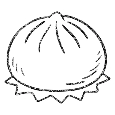 outlined icon of a banh bao (Vietnamese steamed bun), no fill, hand-drawn look sticker