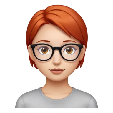 girl with straight red hair with brown eyes, glasses sticker