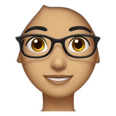 Arabe girl With glasses long black straight hair thick eyebrow smile sticker