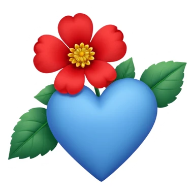 blue heart with one flower sticker