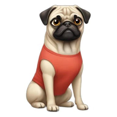 pug wearing a t-shirt sticker