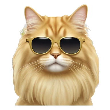 Gold british long hair cat wearing sunglasses on the beach sticker