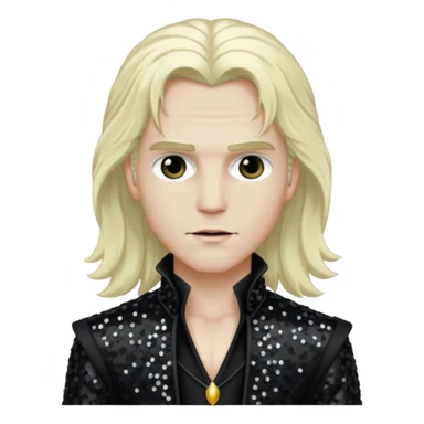 Lestat de Lioncourt with long platinum blonde hair, black sequin outfit sticker