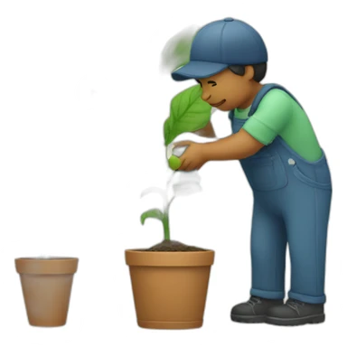 a person watering a plant sticker