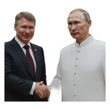 Klaus Iohannis shakes hands with Putin sticker