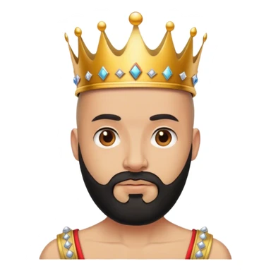 bald guy with black beard and a crown sticker