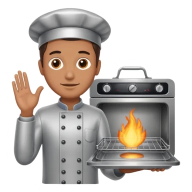 man holding Oven  sticker