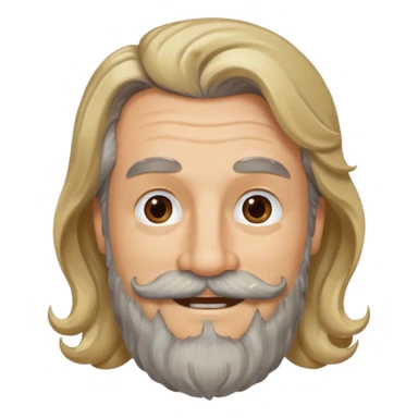 MID AGE MAN WITH LONG BLOND, GREY & bROWN WAVY HAIR; AND BROWN & GREY MOUSTACH AND BEARD sticker